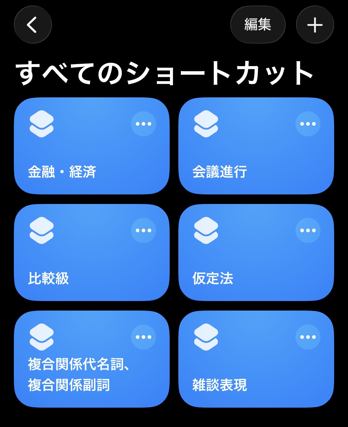 6分野に分けたショートカット一覧(金融・経済/会議進行/比較級/仮定法/複合関係代名詞・複合関係副詞/雑談表現)
